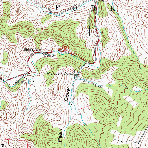 Topographic Map of Maxwell Cemetery, NC