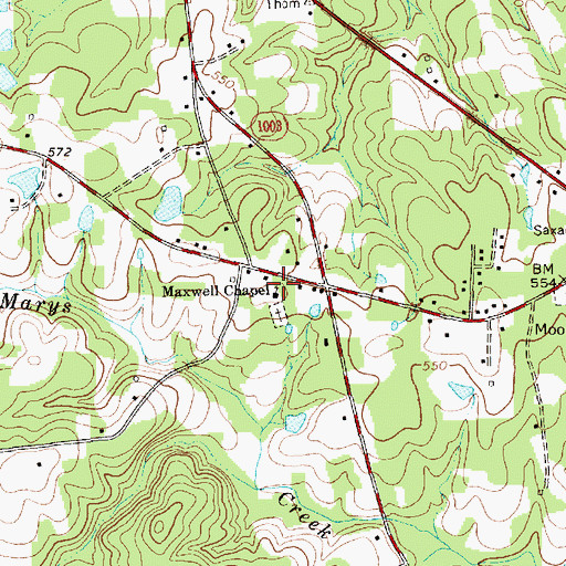 Topographic Map of Maxwell Chapel, NC