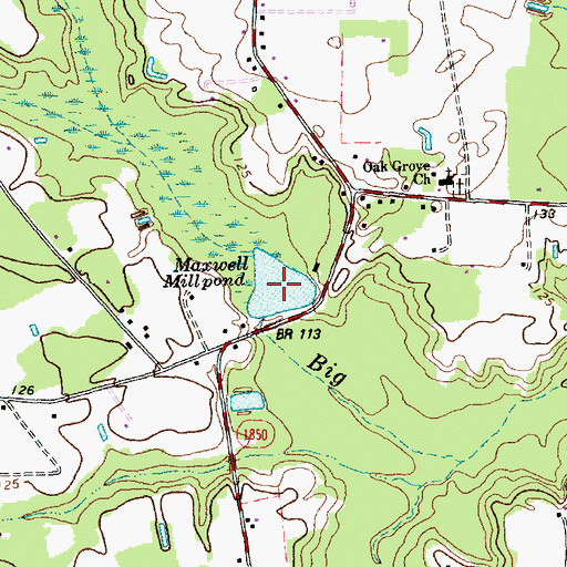 Topographic Map of Maxwell Millpond, NC