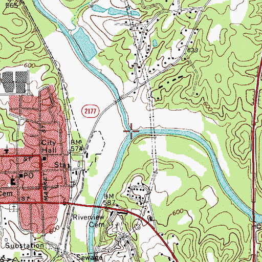 Topographic Map of Mayo River, NC