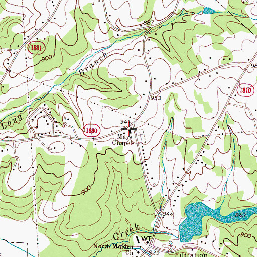 Topographic Map of Mays Chapel, NC