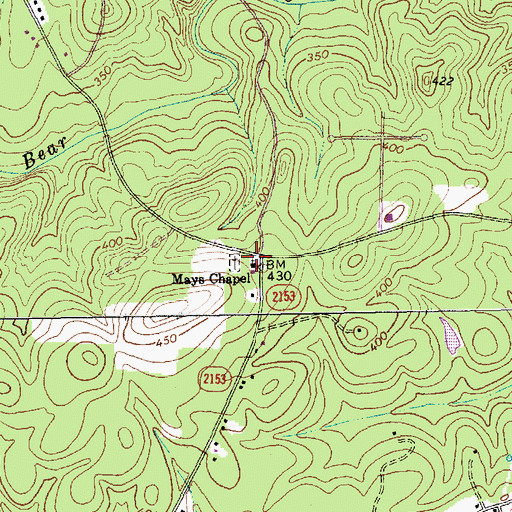 Topographic Map of Mays Chapel, NC