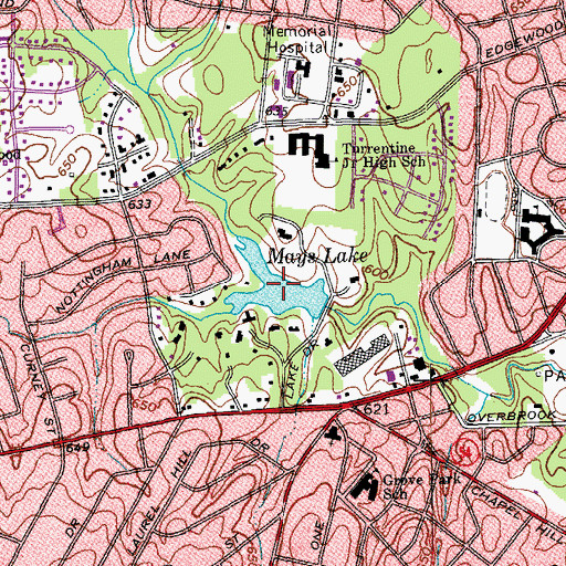 Topographic Map of Mays Lake, NC