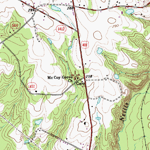 Topographic Map of Mc Coy Grove Church, NC
