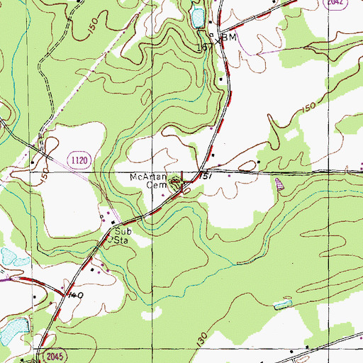 Topographic Map of McArtan Cemetery, NC