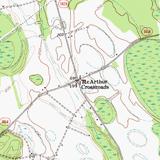 Topographic Map of McArthur Crossroads, NC