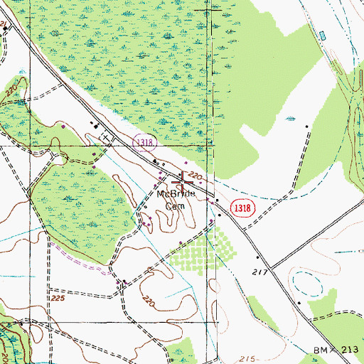 Topographic Map of McBryde Cemetery, NC