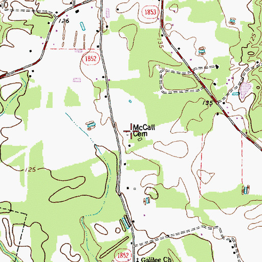 Topographic Map of McCall Cemetery, NC