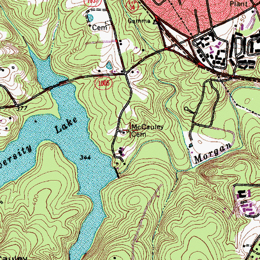 Topographic Map of McCauley Cemetery, NC