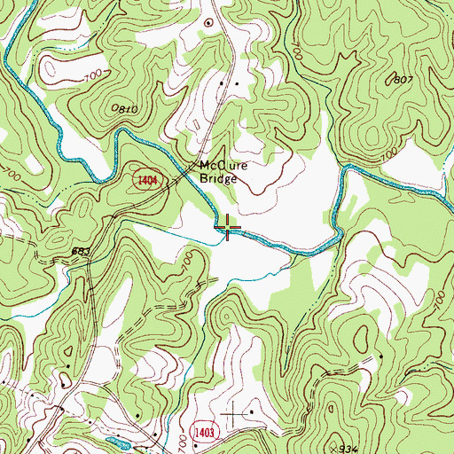 Topographic Map of McClure Branch, NC