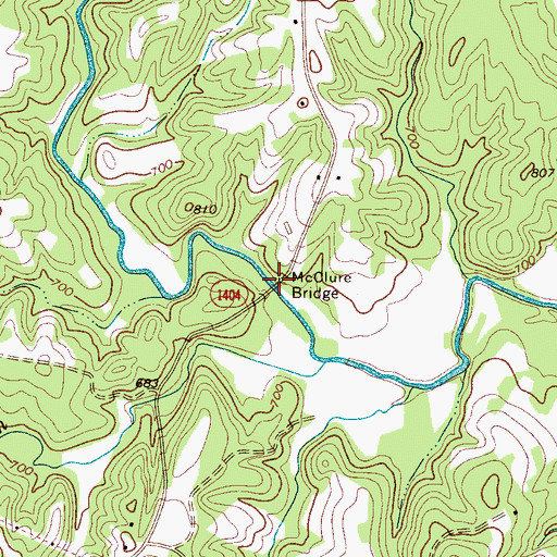 Topographic Map of McClure Bridge, NC