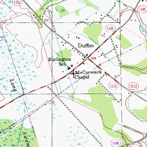 Topographic Map of McCormack Chapel, NC