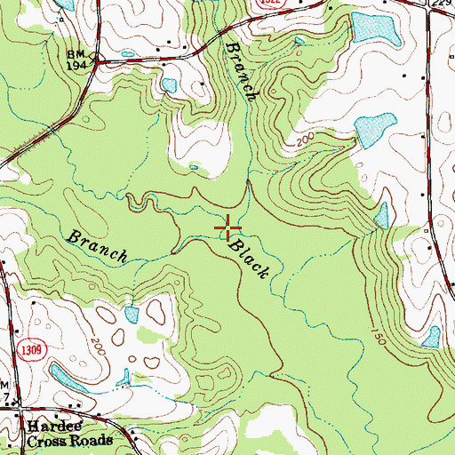 Topographic Map of McCullens Branch, NC