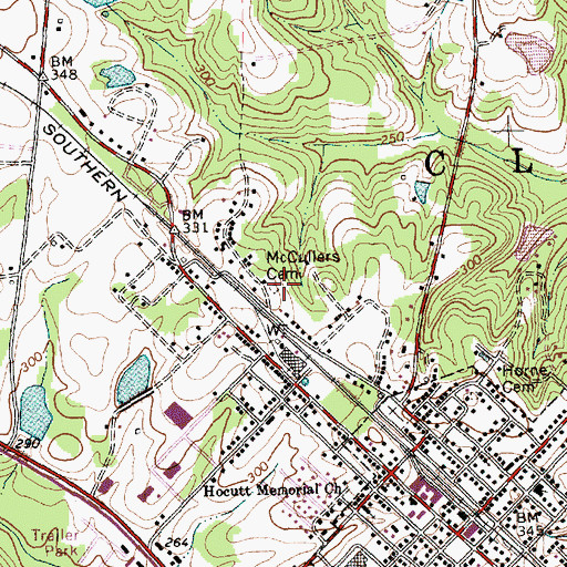 Topographic Map of McCullers Cemetery, NC
