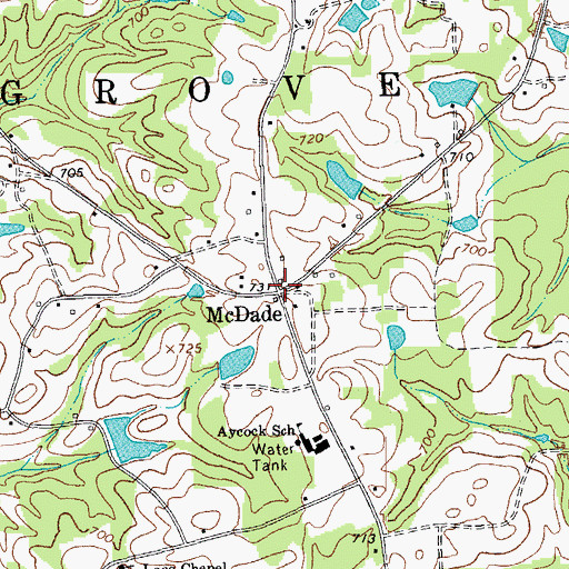 Topographic Map of McDade, NC