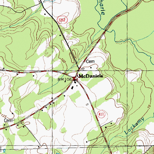 Topographic Map of McDaniels, NC