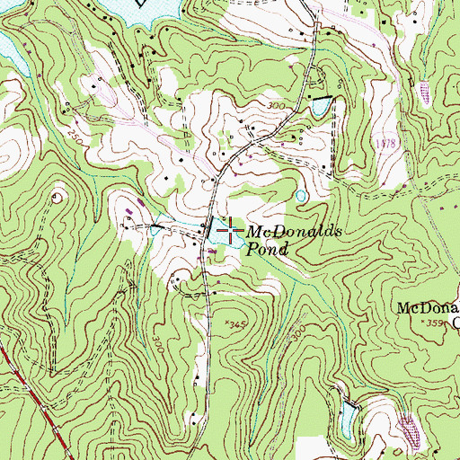 Topographic Map of McDonalds Pond, NC