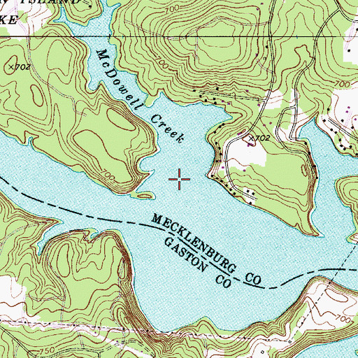 Topographic Map of McDowell Creek, NC