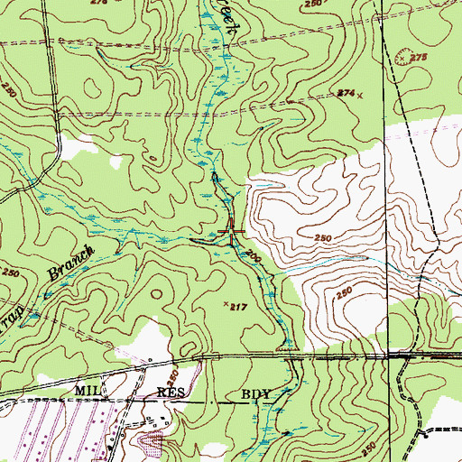 Topographic Map of McDuffie Creek, NC