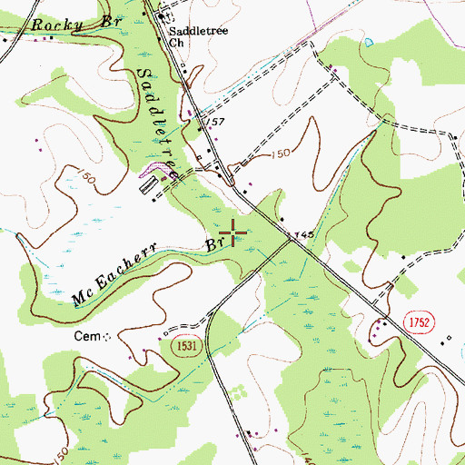 Topographic Map of McEacher Branch, NC