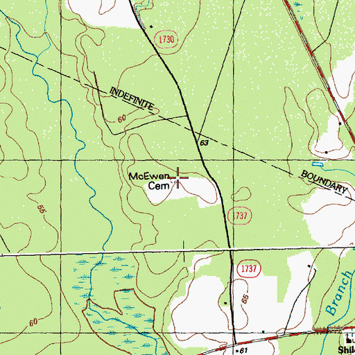 Topographic Map of McEwen Cemetery, NC