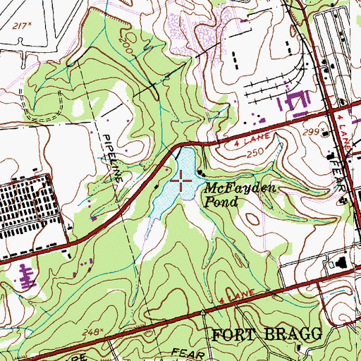 Topographic Map of McFayden Pond, NC