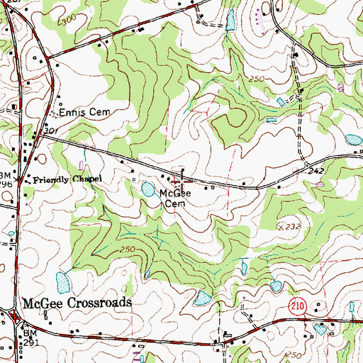 Topographic Map of McGee Cemetery, NC