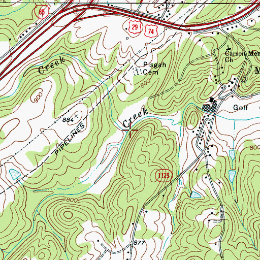 Topographic Map of McGill Creek, NC