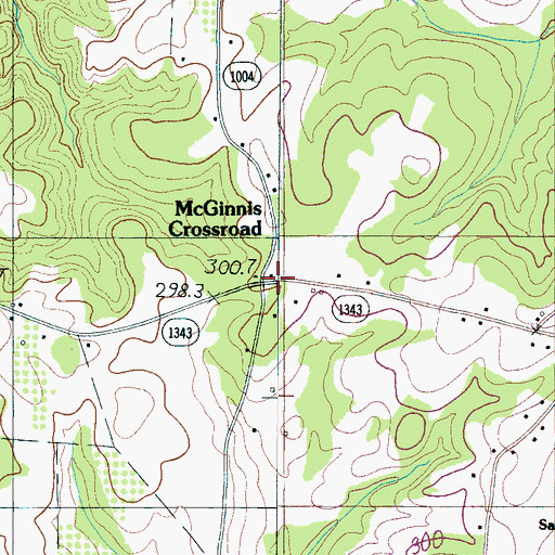 Topographic Map of McGinnis Crossroads, NC