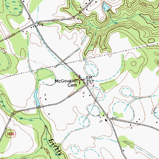 Topographic Map of McGougan Cemetery, NC