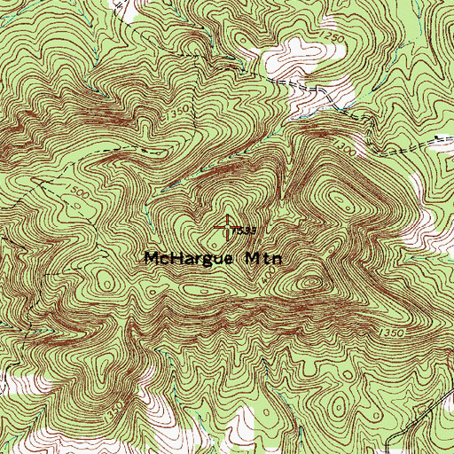 Topographic Map of McHargue Mountain, NC