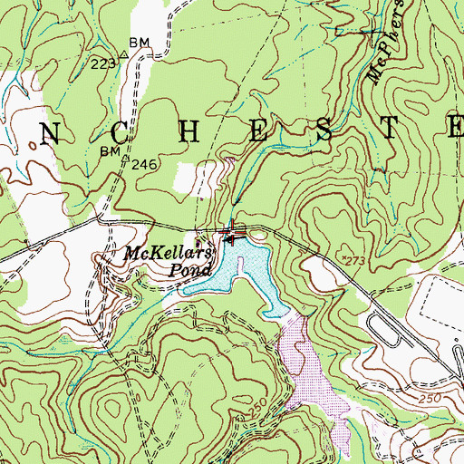 Topographic Map of McKellars Pond, NC