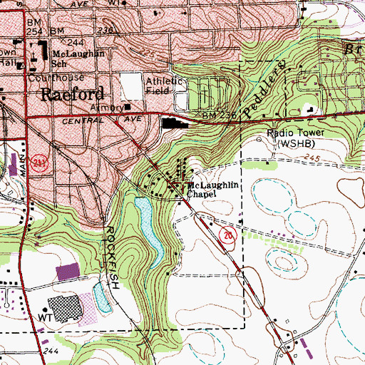Topographic Map of McLaughlin Chapel, NC