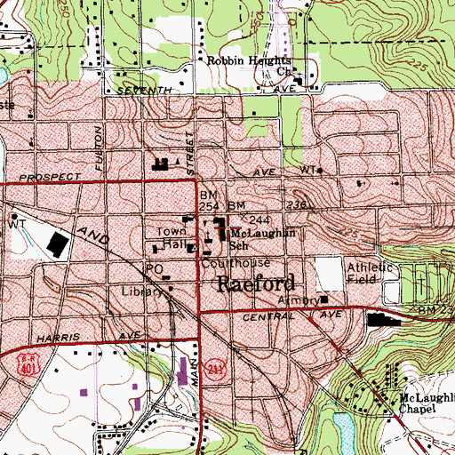 Topographic Map of J W McLauchlin Elementary School, NC