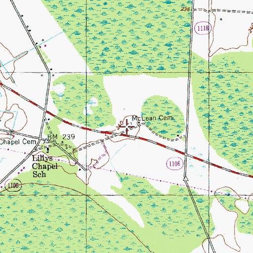 Topographic Map of McLean Cemetery, NC