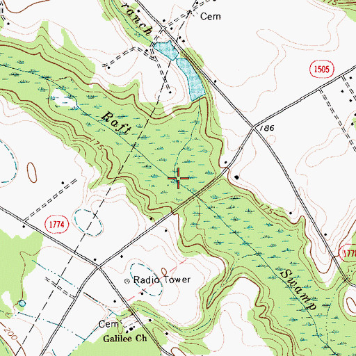 Topographic Map of McLeans Branch, NC
