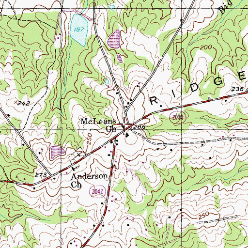 Topographic Map of McLeans Church, NC