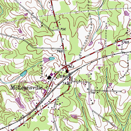 Topographic Map of McLeansville, NC
