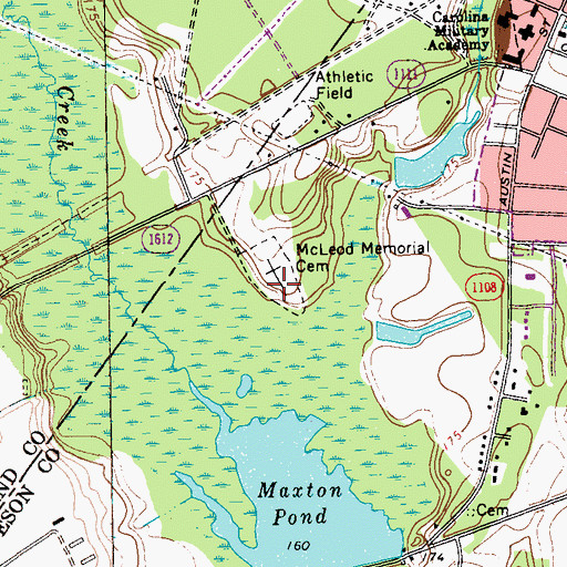 Topographic Map of McLeod Memorial Cemetery, NC