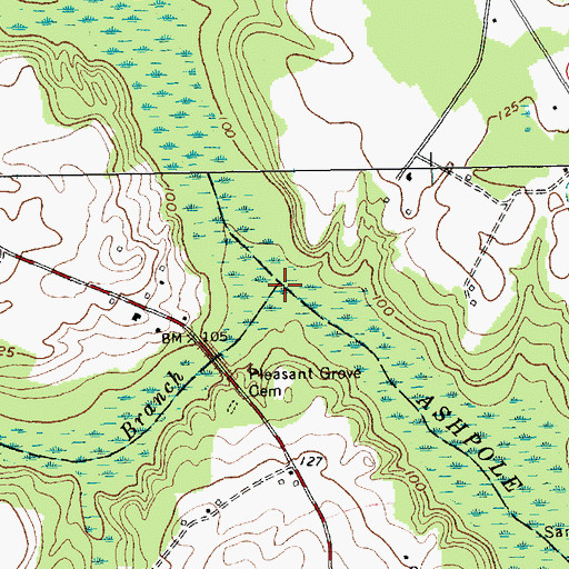 Topographic Map of McLeod Mill Branch, NC