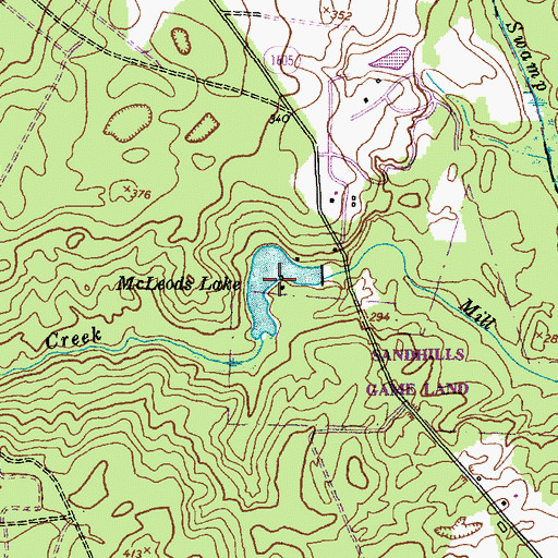 Topographic Map of McLeods Lake, NC