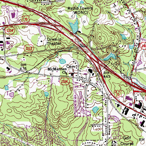 Topographic Map of McMannen Church, NC