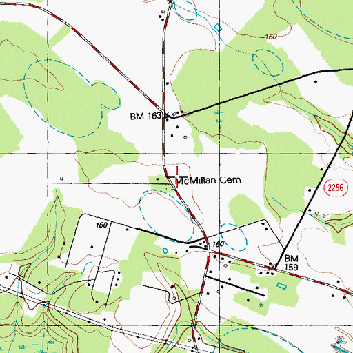 Topographic Map of McMillan Cemetery, NC