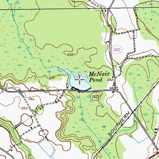 Topographic Map of McNair Pond, NC