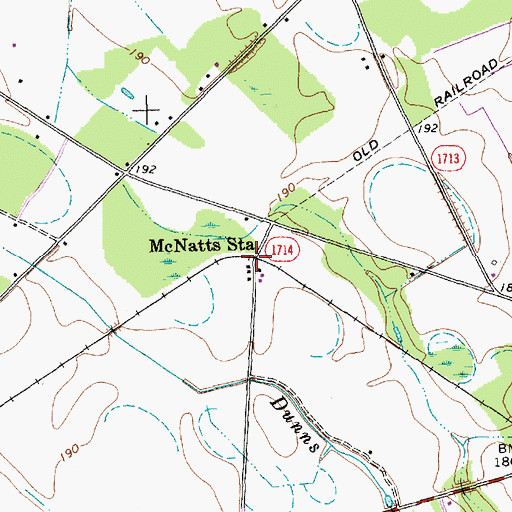 Topographic Map of McNatts Station, NC