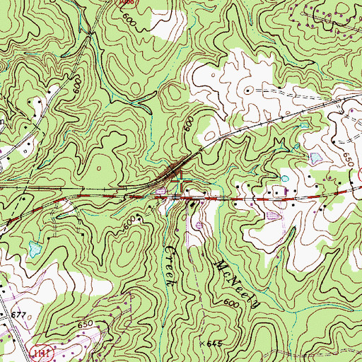 Topographic Map of McNeely Branch, NC