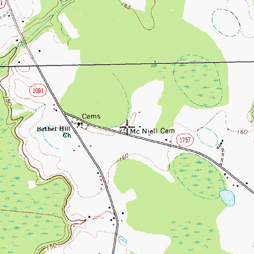 Topographic Map of McNeill Cemetery, NC