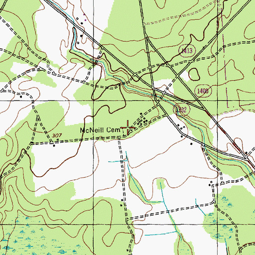 Topographic Map of McNeill Cemetery, NC