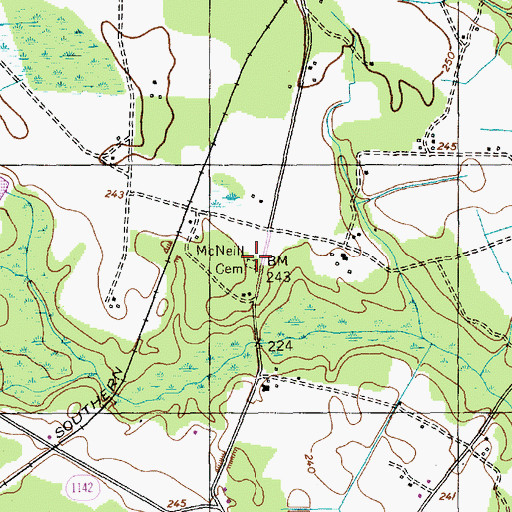 Topographic Map of McNeill Cemetery, NC