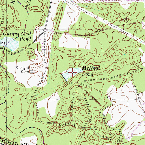 Topographic Map of McNeill Pond, NC